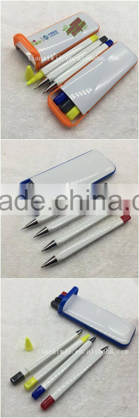High quality promotional 5 in 1 gift pen set with pen pencil highlighter
