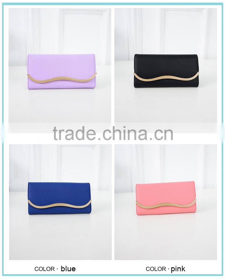 factory wholesale candy color women wallet leather purse