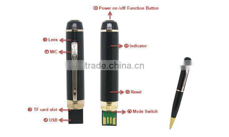 JVE-3102B 1280*720 HD Pen Camera/Mini Camera Pen/DVR Pen with USB drive ,taking photos,recording audion functions