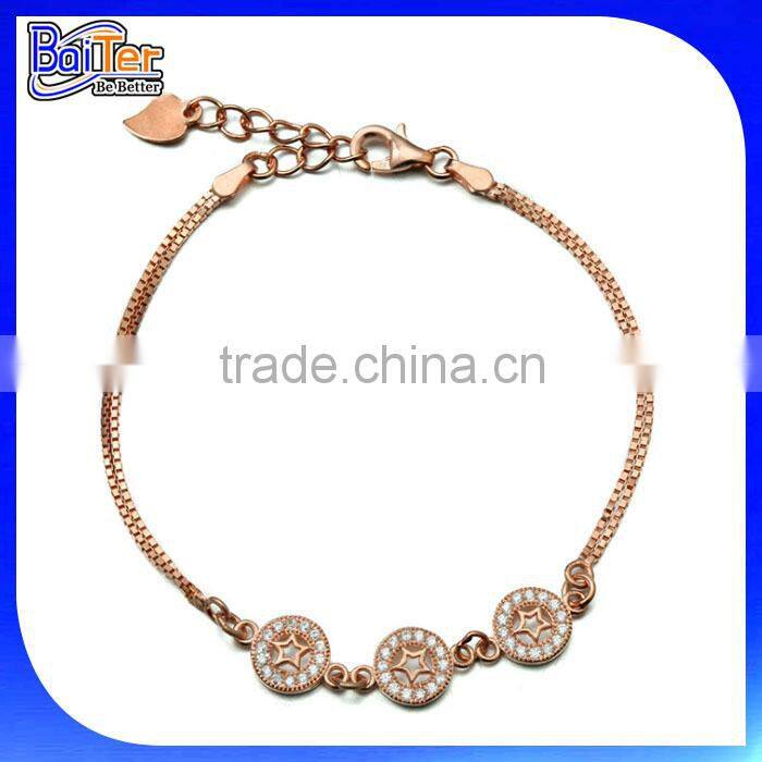 Custom Fashion Rose Gold Initial Cuff Bracelet 925 Sterling Silver Gold Initial Bangle Bracelet