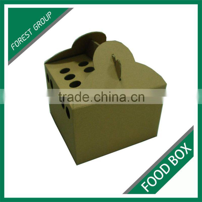 NEW STYLE BROWN PLAIN CORRUGATED FOOD DELIVERY CARTON BOX WITH HANDLES