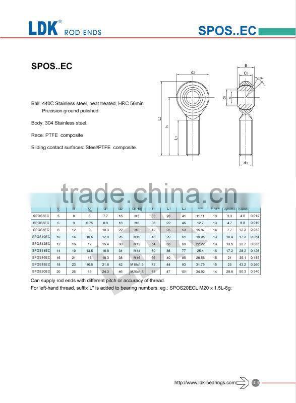 LDK TS16949 Certificated rod ends stainless steel