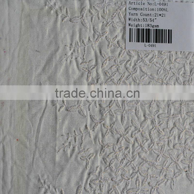 21*21 embroidered pure linen fabric