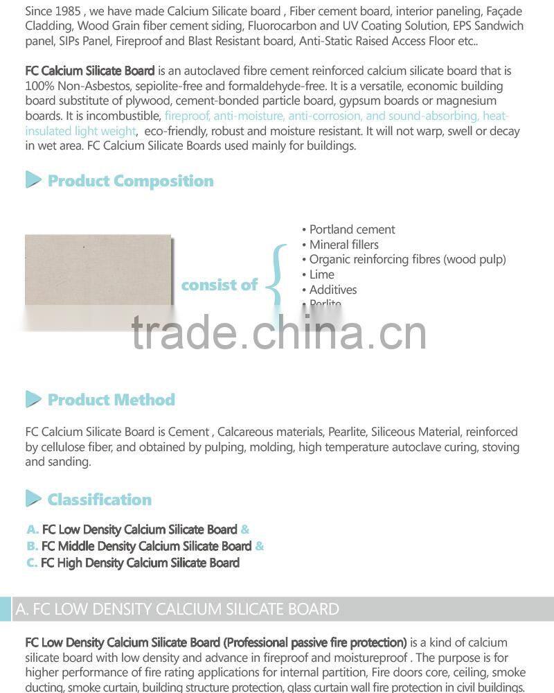Fireproof Calcium Silicate Board used for Blast Relief Systems, Blast Relief Wall
