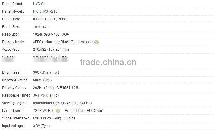 10.4 inch HX104X01-210 a-Si TFT-LCD Panel For HYDIS