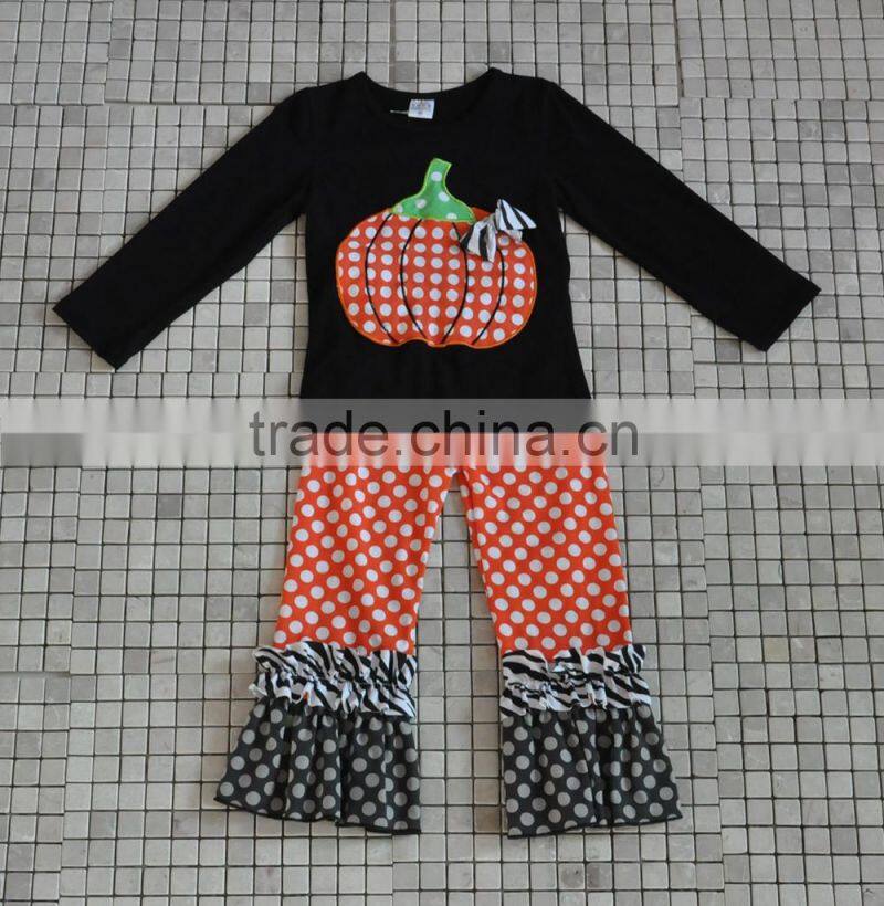 2016 latest design infant floral pumpkin cat halloween clothing