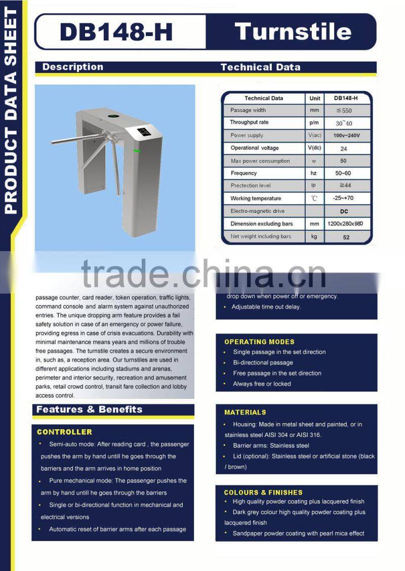 Shenzhen Branded Vertival Tripod Turnstile with CE ROSH Turnstile Security System