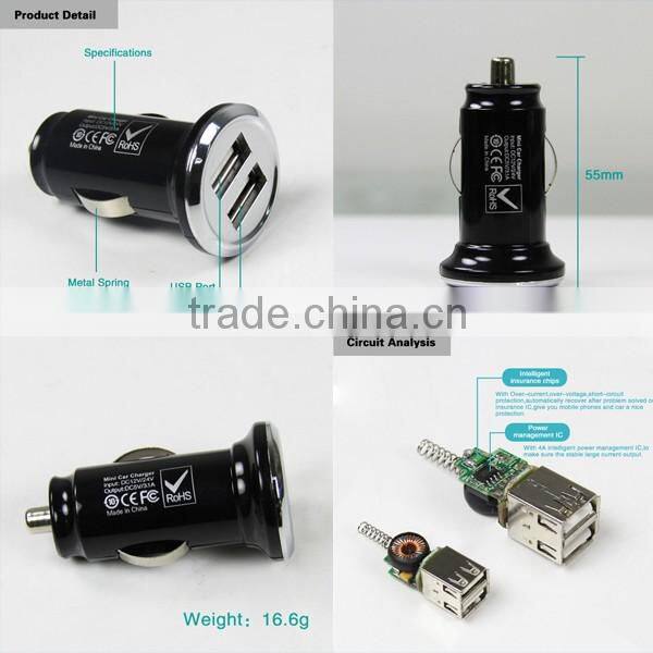 2016 2-port USB Universal Car Charger for iphone6/6s