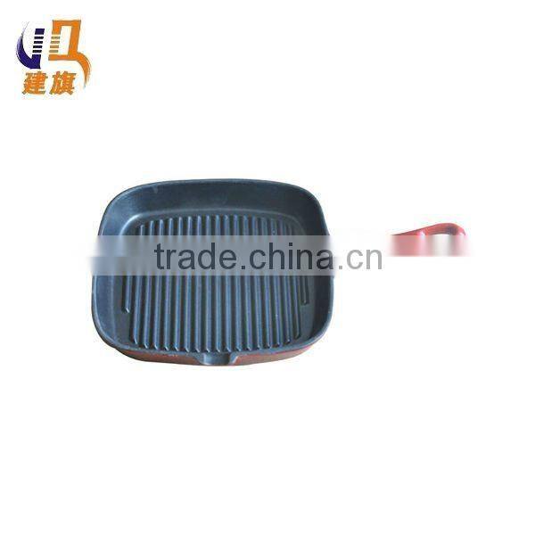 enamel cast iron ribbed skillet