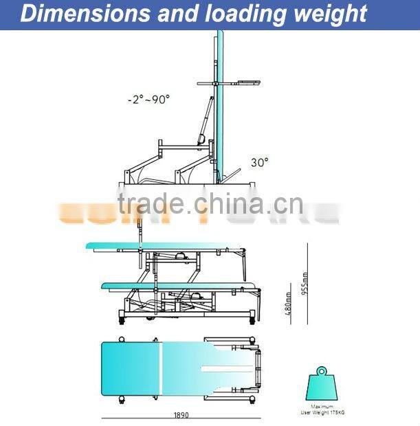 Coinfy EL12 two motors electric tilt bed adjustable tilt table children
