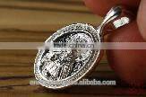 Silver 925 Oval Pendant Icon of Jesus Christ. Russian Style. Burnished Silver