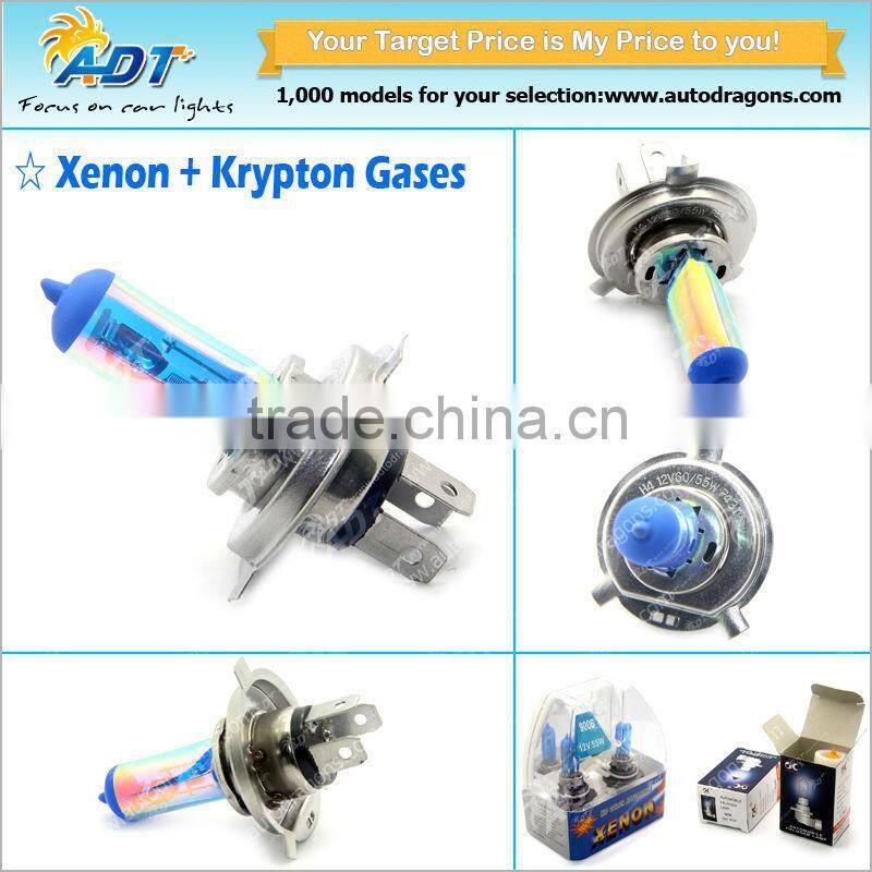 H4 100W XENON WHITE HEADLIGHT, 8500K SUPER HIGH POWER BRIGHT COLOUR BULBS