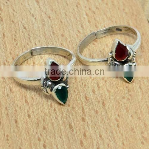 Hot Sales Popular Jewelry Red Onyx_White CZ 925 Sterling Silver Toe Ring, Unique Silver Jewelry, Fashion Silver Jewelry