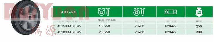 European style industrial caster elastic rubber molded on Aluminum center wheel