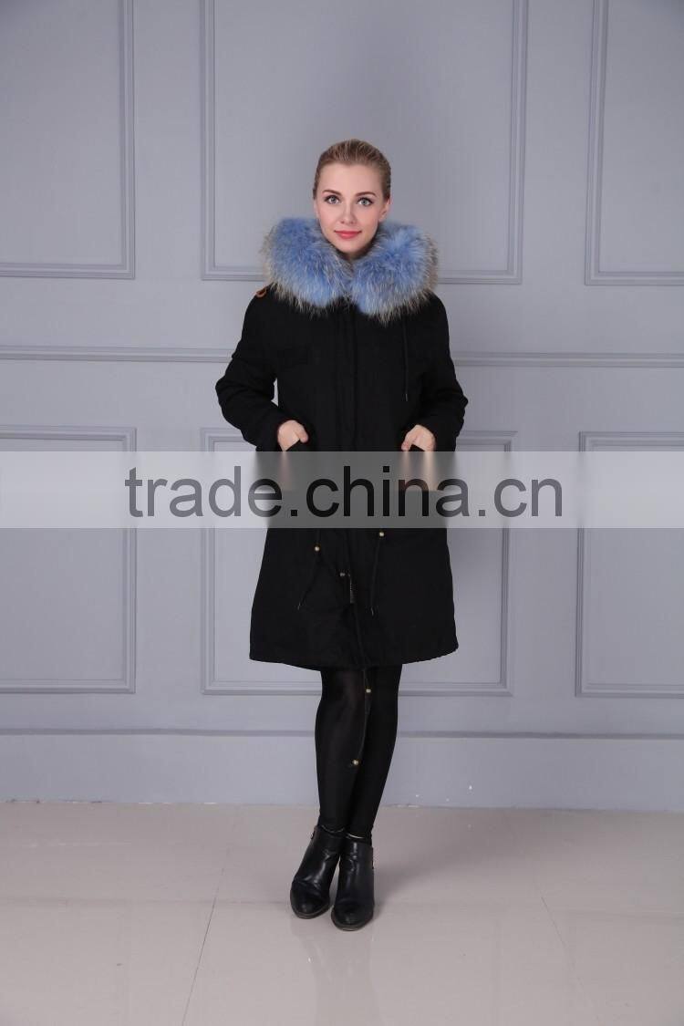 Hot sale wholesale cotton winter coat real fox fur lining parka for women and men