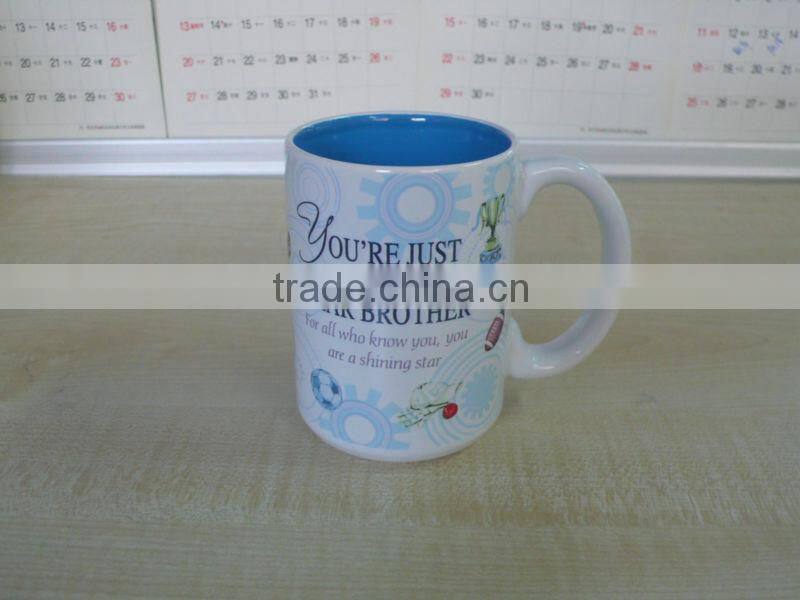 Inner Green Glazed Stoneware Promotional Mug for Brithday Gift