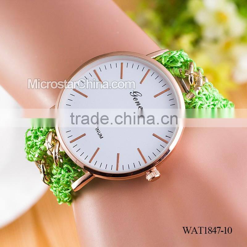Women New Classic Geneva Ethnic Braided Analog Quartz Chain Bracelet Wrist Watch