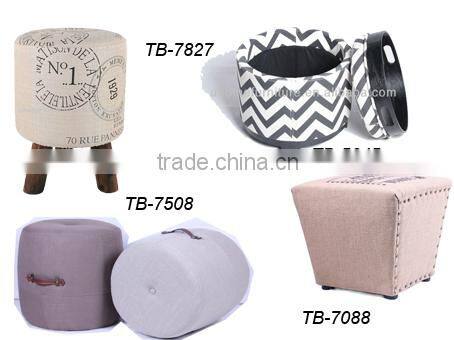 Square Fabric ottoman stool with piping TB-7505