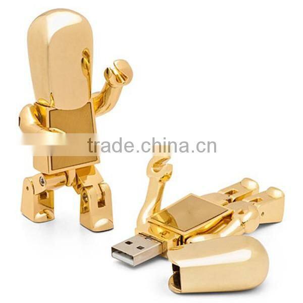 promotional gold shinny robot usb disk, usb pen drive