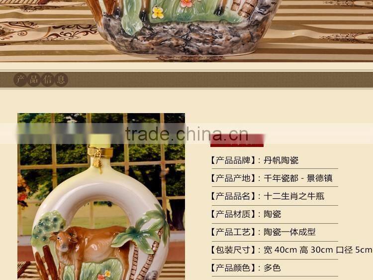 decoration zodiac series pig Ceramic Wine bottle for sales