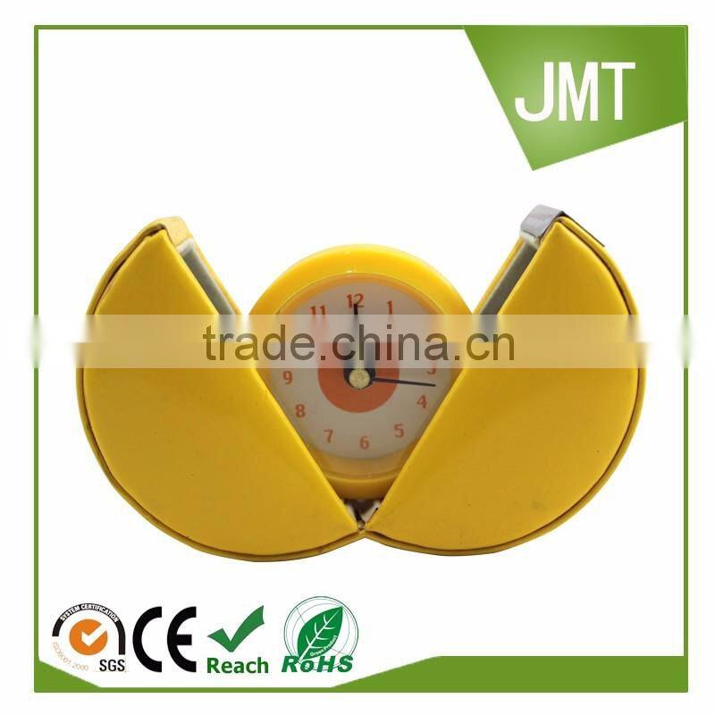 Round plastic clock yellow color alarm clock