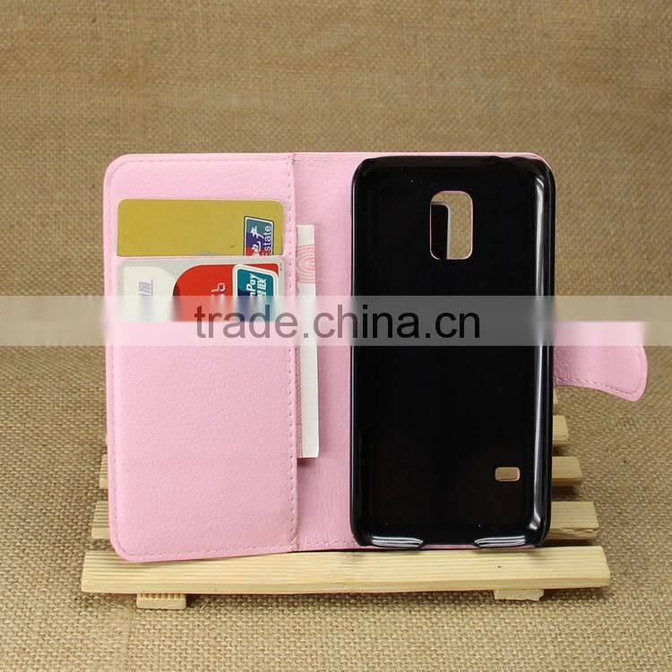 Wholesale Folio Stand Case for Samsung Galaxy S5 mini PU Leather Flip Cover with Wallet