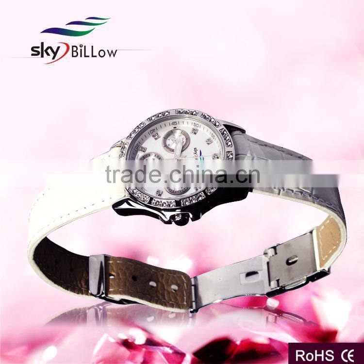 Genius leather wrist wathc with beautiful rhinestone oem women watch