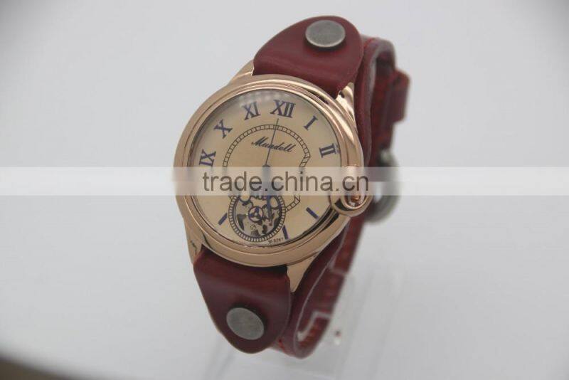 2016 low price high quality vintage genuine leather watch for men wristwatches