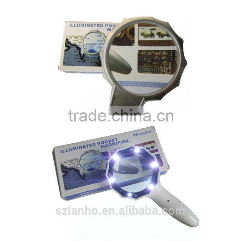 6 LED Light 6X 65MM Handheld Magnifier Reading Magnifying Glass Jewelry Loupes