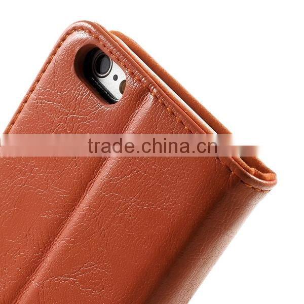 2015 Factory Price for iPhone 6 Leather case , Wallet Style Flip PU Leather Case for Apple iPhone 6