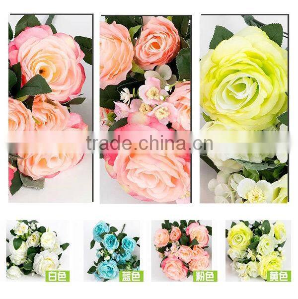 Newest decorative artificial table flowers/artificial rose flower bouquet