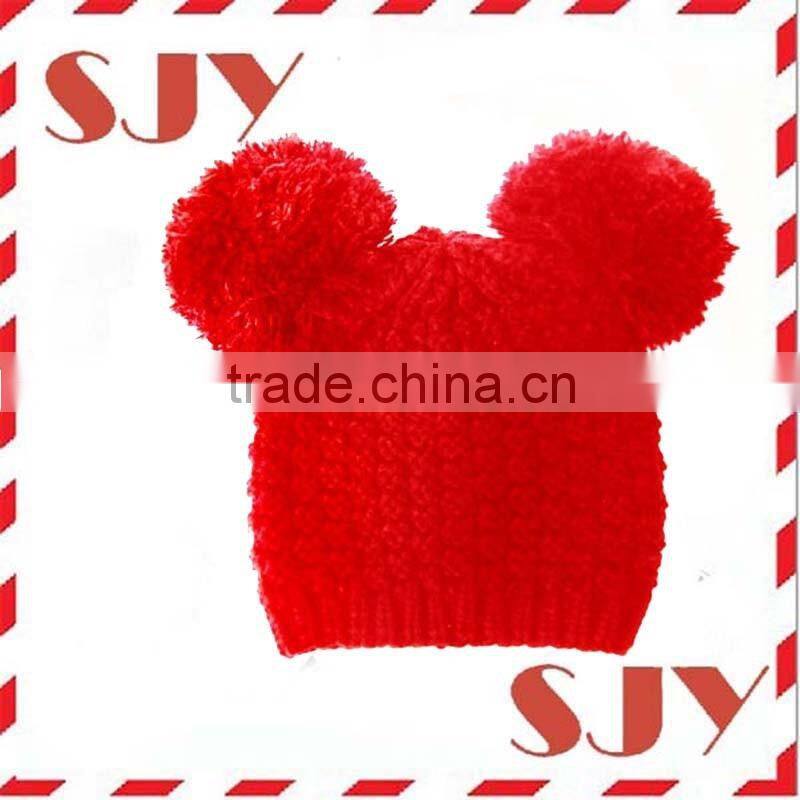 Custom beanie hats with double fur balls