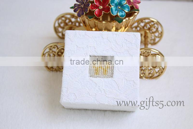 Unique creative ring boxes wedding ring bearer box with beaded name plate of W