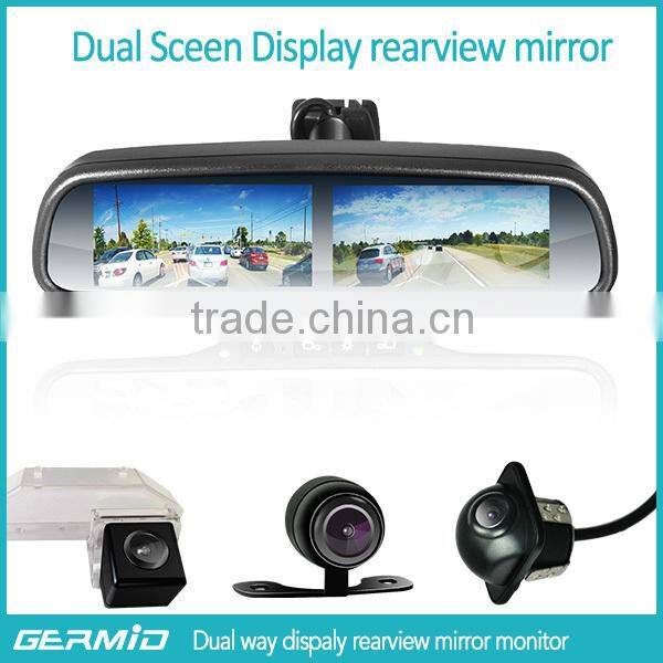 Rear view camera display monitor with adjustable parking line OEM mirror vehicle interior rear view mirror