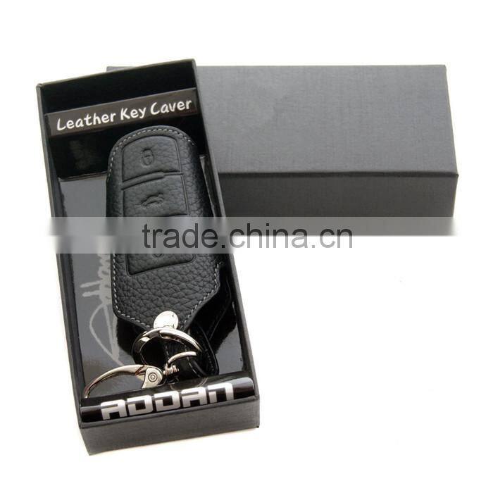 Newest Design Car Key Cover Case Chains Bag Convenient Black Smart Leather Car Key Case