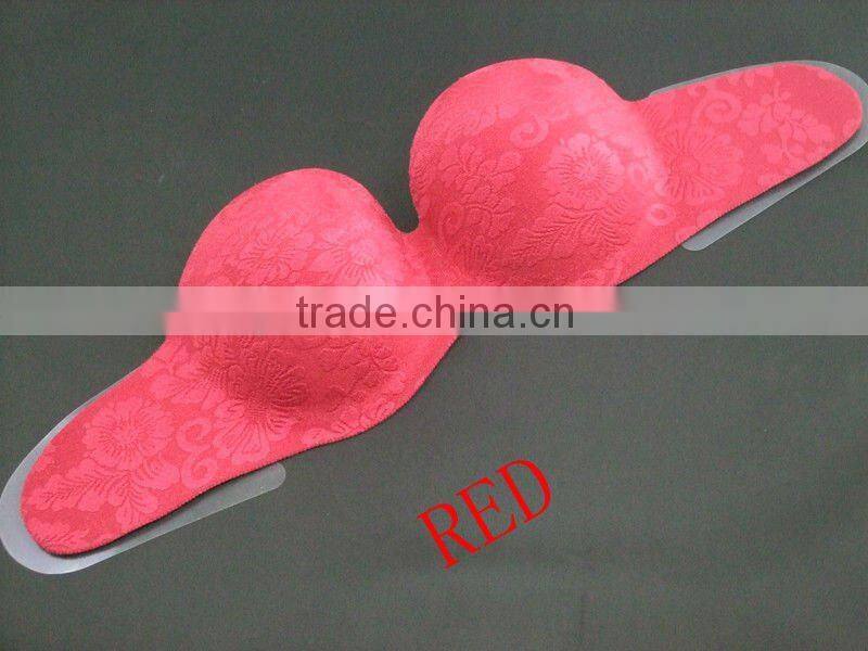 One piece seamless adhesive bra