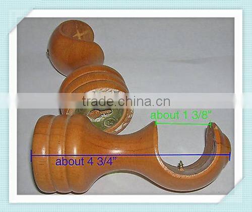 Single Wood Curtain Rod Ceiling Brackets Fit a 13/8 inch Fluted Pole