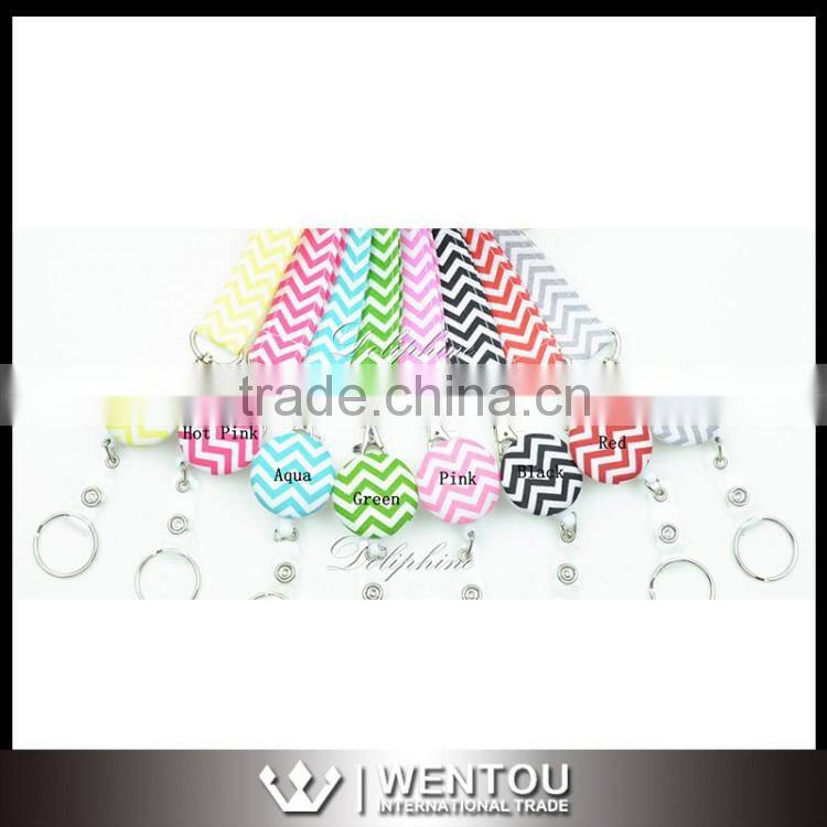 Retractable ID Badge Reel Fabric Chevron Lanyard