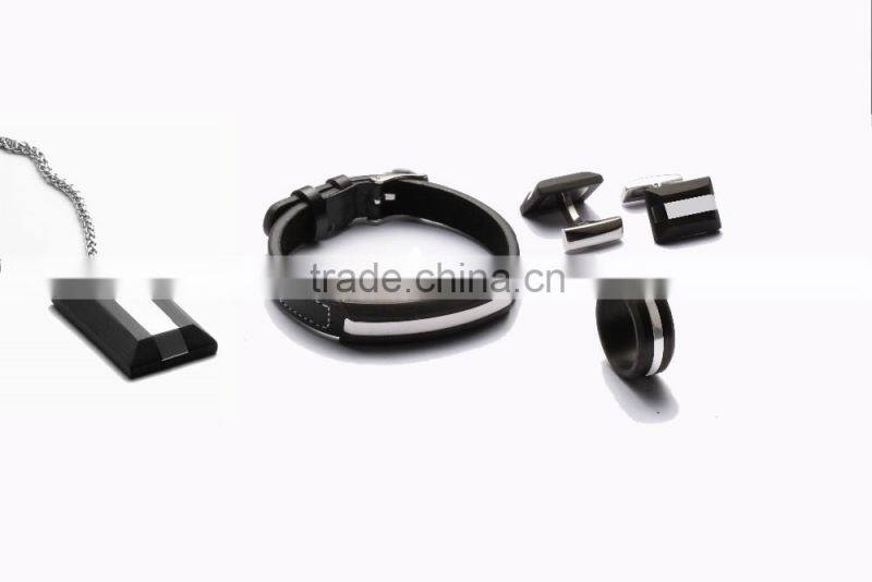 Popular jewellery set carbon fiber stainless steel jewelry for men