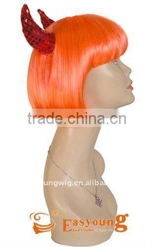 Cheap synthetic red color hair fashion orange color party wig, Halloween wig wholesale