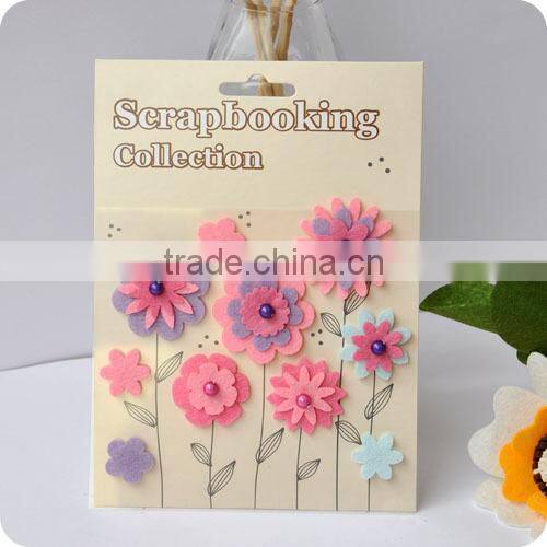 adhesive felt sticker , 3d sticker , handmade felt sticker, scrapbooking sticker, layered sticker , flower felt sticker