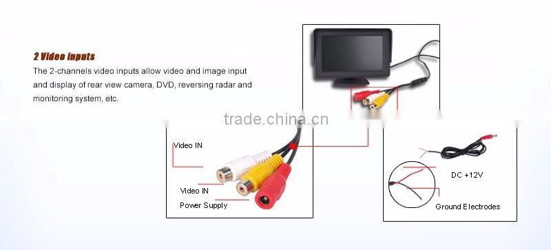 Vesa desktop black color dc12v 4.3inch 16:9 car back seat lcd monitor
