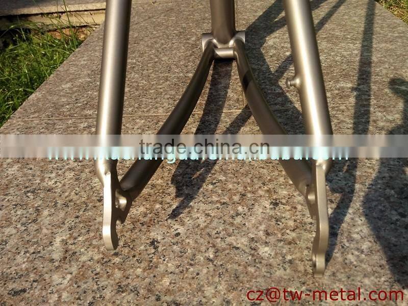 Customized Titanium road bicycle frame touring bike frame with polished logo & Integrated head tube