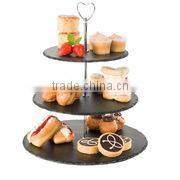 2 Tier Slate Serving Stand with Chrome Handle/Hot Selling Slate 2 Tier Cake Stand, CupCake, Muffin, Dining Room, Kitchen Display