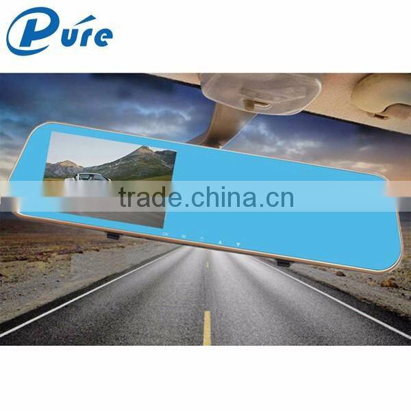 Dual cameras car dvr rearview mirror recorder,4.3inch rearview mirror camera