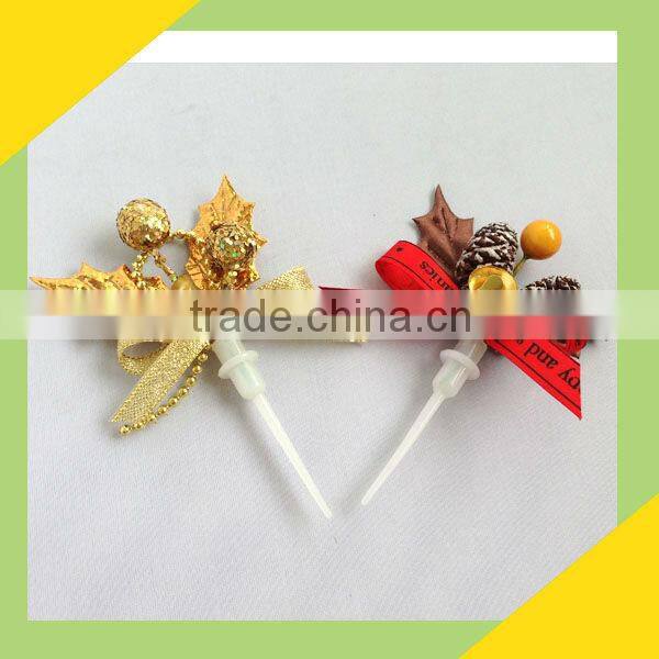 Sliver Ribbon and leaf christmas cake ornament