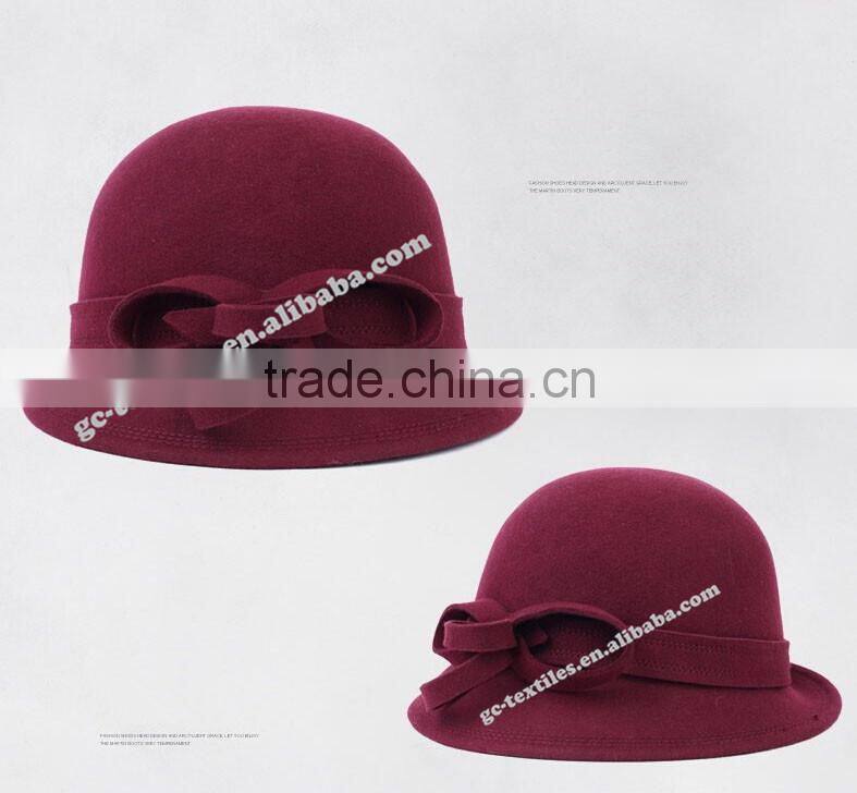 new hot product for 2014 fashion women promotional party felt hat wide brim bowknot