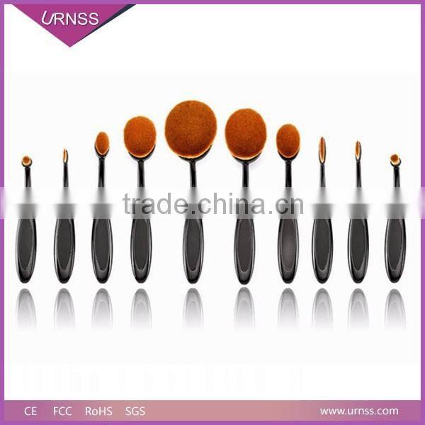 Hot sale Professional 10pcs Oval Toothbrush Makeup Brushes Set