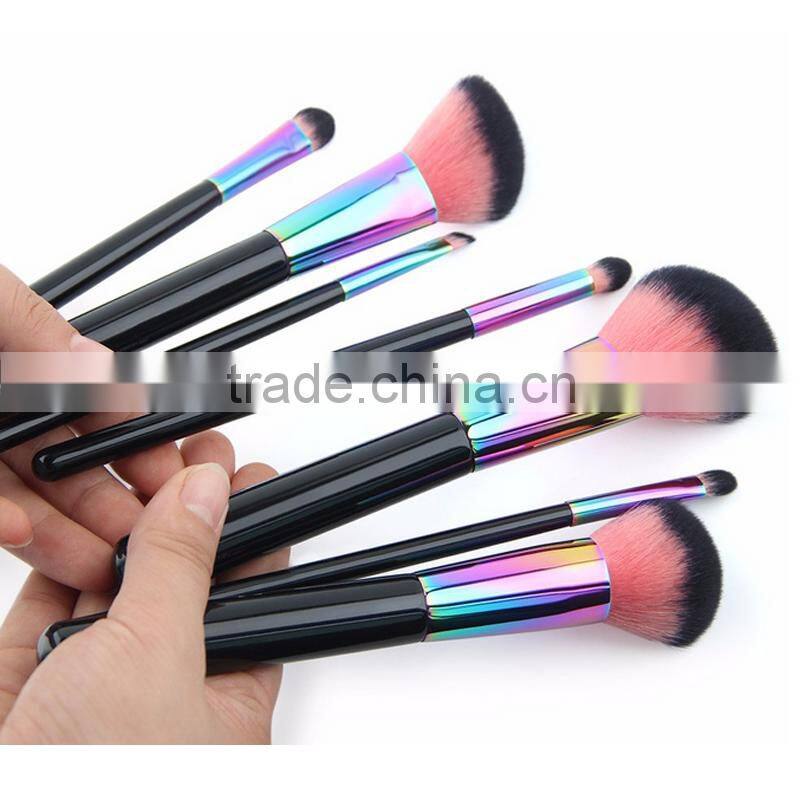 Professional beauty makeup kit 7pcs rainbow color cosmetic brush set