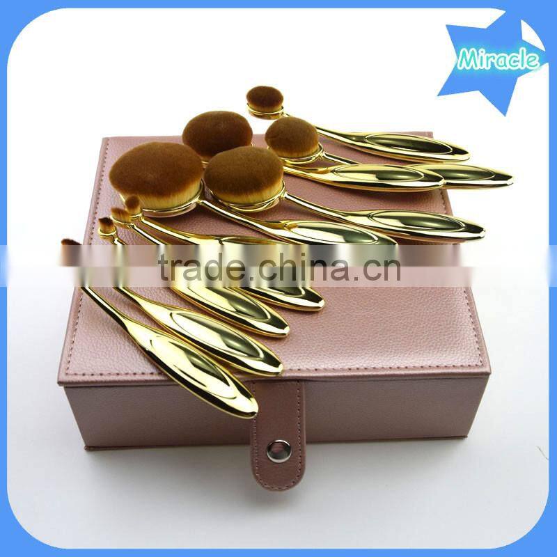 Big Promotion Sale Professional make up set 10pieces BB cream tooth foundation brush rose gold oval makeup brush set wholesale